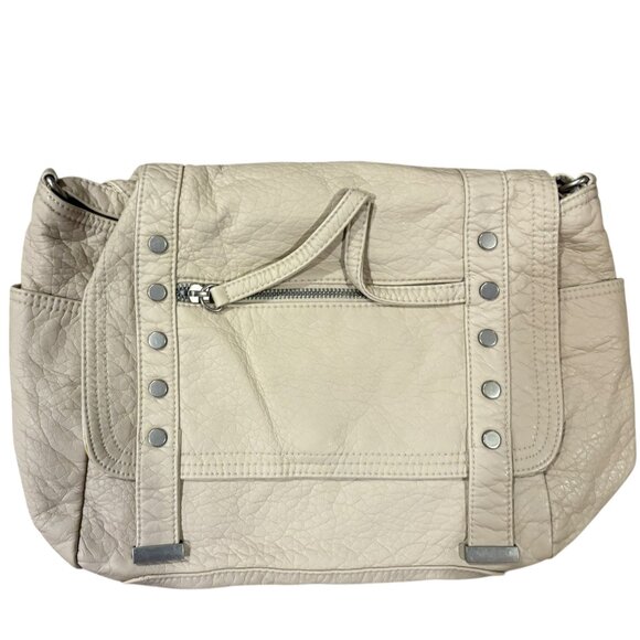 Aeropostale Faux Leather Messenger Bag – Cream (Button) - Picture 1 of 3